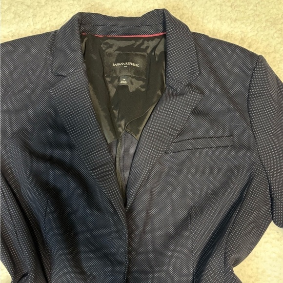 Ann Taylor Women Navy Polka Dot One Button Blazer Jacket - Picture 3 of 11